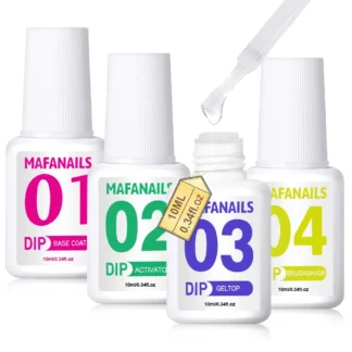 Pegamento en polvo de inmersión para decoración de uñas, 10ml, 4 pasos, Gel acrílico francés, activador, Base superior, sistema de polvo de inmersión