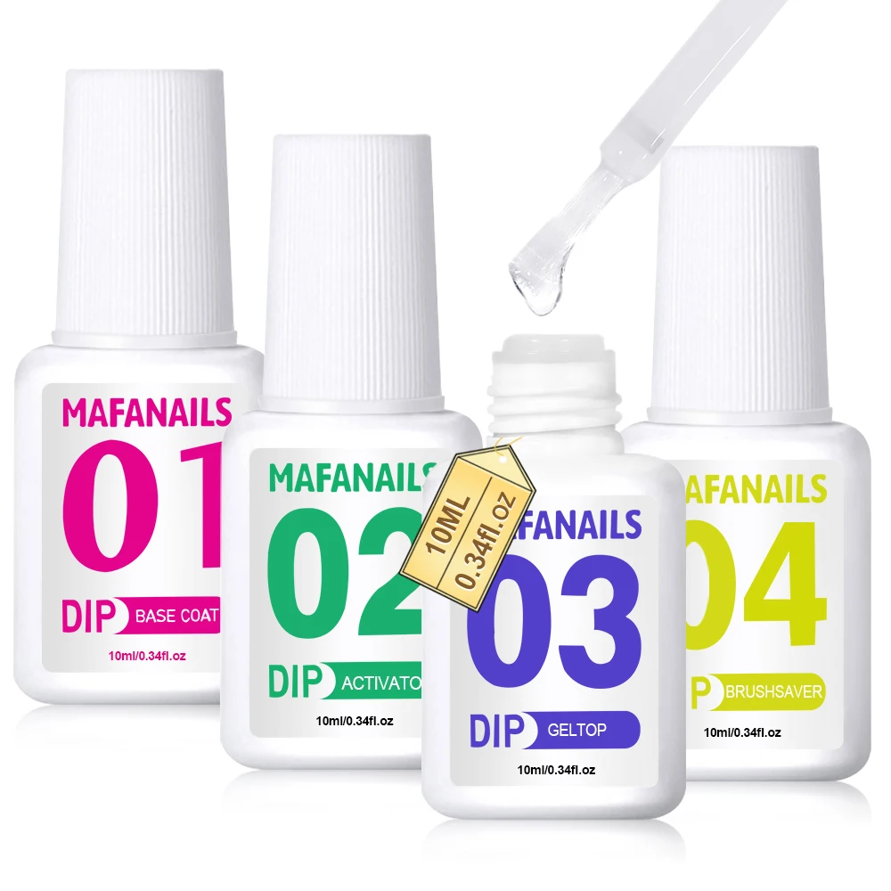 Pegamento en polvo de inmersión para decoración de uñas, 10ml, 4 pasos, Gel acrílico francés, activador, Base superior, sistema de polvo de inmersión