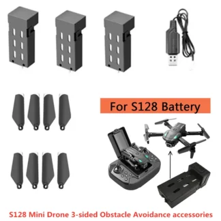 Piezas de repuesto para Dron S128 RC, hélice de batería USB de 3,7 V y 500mAh para Mini Dron S128, accesorios para Dron S128, cuchillas de batería, Juguetes