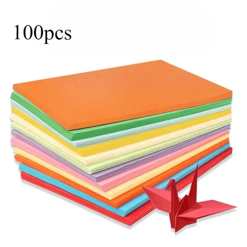Papel de copia A4 de colores, Origami de doble cara de varios tamaños, 10 colores diferentes, embalaje de regalo, papel de decoración artesanal, 100 Uds.