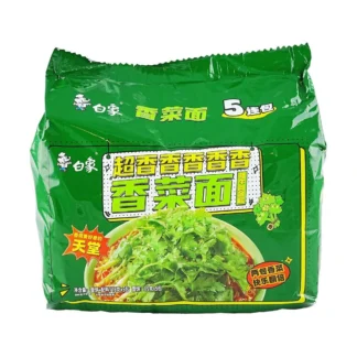 BAIXIANG Cilantro-fideos instantáneos, Base de caldo de ternera picante, Ramen, 20,28 oz x 4 paquetes, 4 paquetes