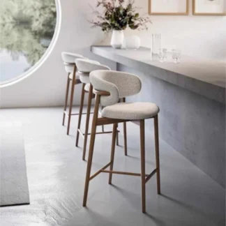 Sillas de Bar modernas de madera de terciopelo, taburetes de Bar de alta calidad con respaldo blanco, cocina, Banqueta nórdica de lujo, muebles para el hogar