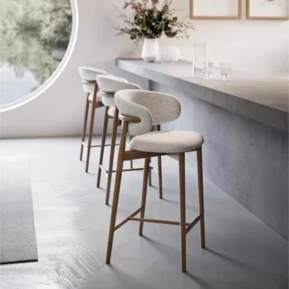 Sillas de Bar modernas de madera de terciopelo, taburetes de Bar de alta calidad con respaldo blanco, cocina, Banqueta nórdica de lujo, muebles para el hogar