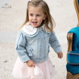 Chaqueta vaquera de manga larga para niñas, Top de algodón suave, prendas de vestir, ropa bonita, Primavera, DB1230207