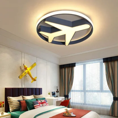 Luz de techo Led de avión de dibujos animados con Control remoto para habitación de niños, decoración de Lustre para dormitorio de bebé, lámpara de araña para niños