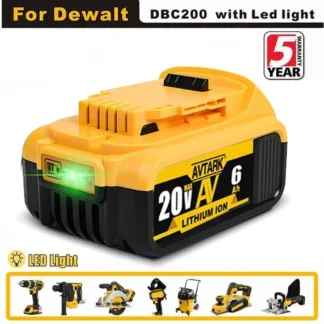 SU 2023 actualización DCB200 20V 6000mAh batería, cargador para Dewalt 18V DCB184 DCB200 DCB182 DCB180 DCB181 DCB182 DCB201 herramientas Batte