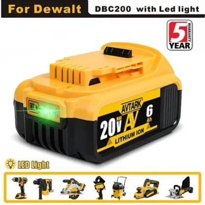 SU 2023 actualización DCB200 20V 6000mAh batería, cargador para Dewalt 18V DCB184 DCB200 DCB182 DCB180 DCB181 DCB182 DCB201 herramientas Batte