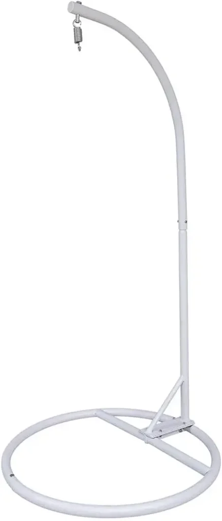 Soporte colgante resistente con base: soporte para hamaca con recubrimiento en polvo para silla hamaca, interior y exterior (blanco)