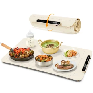 Bandeja calefactora eléctrica, estera calefactora de alimentos plegable Yabano con 3 configuraciones de temperatura, calentador de alimentos con apagado automático para Buffet