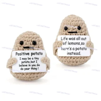 Concochón de lana hecho a mano, energía positiva, patata, Emoji divertido, adorno de ganchillo hecho a mano, muñeca bonita