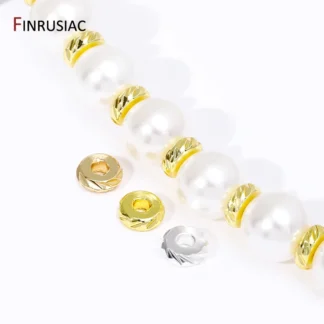 Cuentas espaciadoras planas con textura de latón chapado en oro de 14/18K, cuentas sueltas de 3/4/5/6/8mm para pulsera DIY, collar, accesorios para hacer joyas