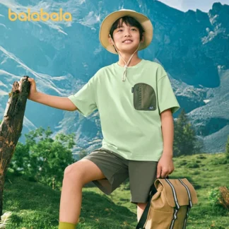 Balabala-conjunto deportivo de dos piezas para niños, manga corta, secado rápido, letras de bloqueo de Color, novedad de verano, 2024