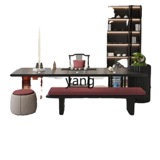 Mesa de té de madera maciza XYY, tablero grande para oficina, mesa de té ligera, serie negra moderna y sencilla de lujo
