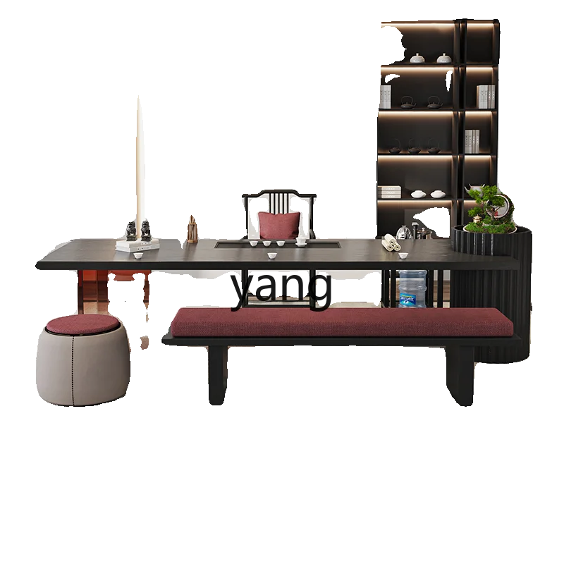 Mesa de té de madera maciza XYY, tablero grande para oficina, mesa de té ligera, serie negra moderna y sencilla de lujo