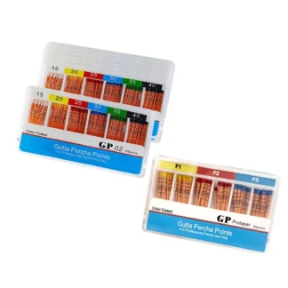 Puntos de gutapercha dental desechables GP 02/04/06/F # Palo cónico de relleno Endo del conducto radicular del dentista de las puntas de la fibra cónica 15-40 con la escala