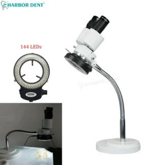 Microscopio Binocular Dental de alta definición con luz de 144LEDS 5X/10X/15X/20X para elegir microscopio de procesamiento de dentaduras postizas