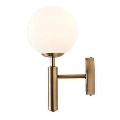 Lámpara de pared Led decorativa, candelabro de bola de cristal nórdico, luz de espejo de baño, lámpara de pared redonda moderna dorada, blanco cálido L