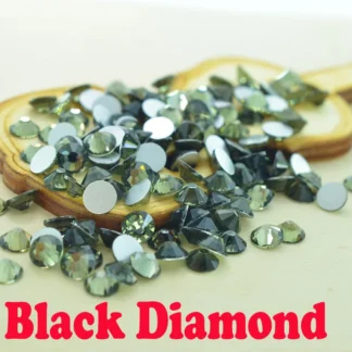 Diamantes de imitación de cristal de diamante negro, parte posterior plana, sin HotFix, diamantes de imitación para decoración de uñas, diamantes de imitación para ropa