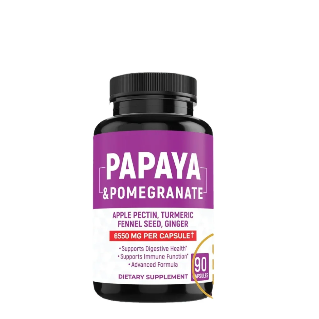 1 botella de cápsulas de papaya para complementar la nutrición, la belleza y la belleza, mejorar la inmunidad, mejorar la condición física, promover el metabolismo