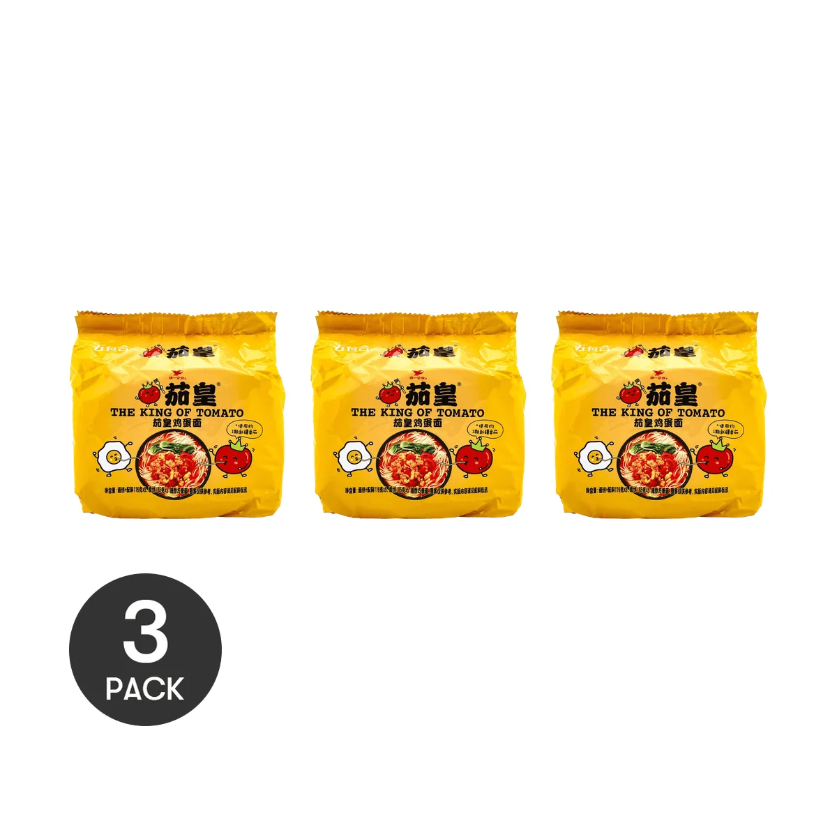 Unif The King of Tomato-Sopa de fideos instantáneos, sabor a huevo frito, 5 paquetes de 20,45 oz x 3 paquetes, 3 paquetes