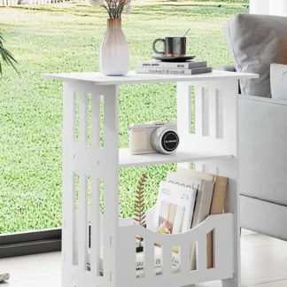 Mesita de noche pequeña, mesa auxiliar para sofá, gabinete para sala de estar, mesa de té y café, estante de almacenamiento para dormitorio