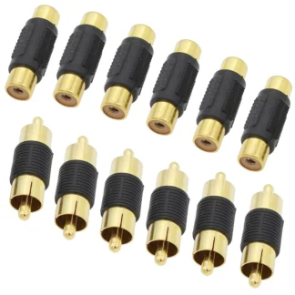 Adaptador 6 acopladores hembra a hembra + 6 acopladores macho a macho Adaptadores chapados en oro para extensiones de cables