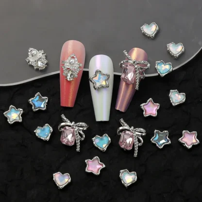 10 piezas de Metal para decoración de uñas, accesorios para manicura, con diamantes de imitación, en 3D