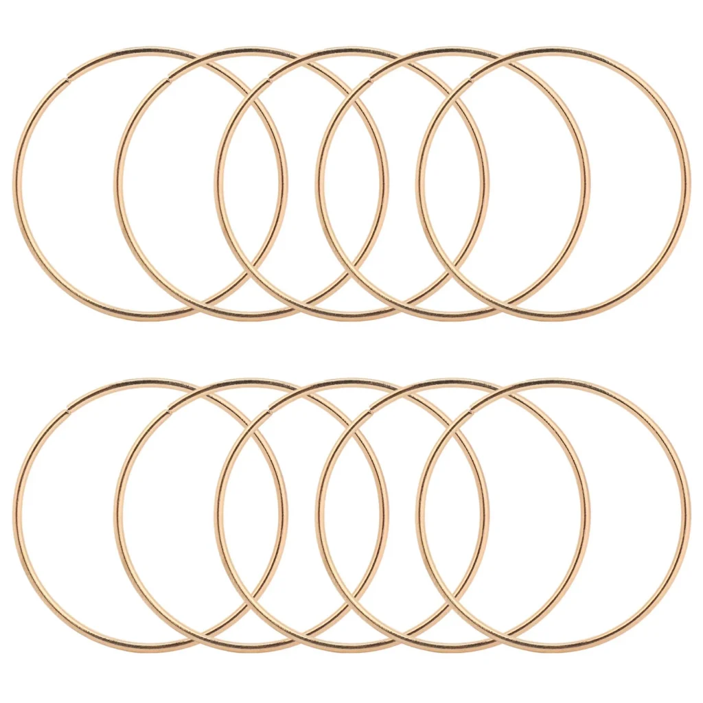 Paquete de 10 anillos de Metal de atrapasueños dorados de 3 pulgadas, aros, anillo de macramé para atrapasueños y manualidades