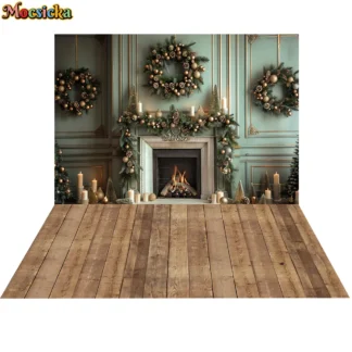 Mocsicka fondo de fotografía Retro para interiores, chimenea de Navidad, árbol de Navidad, fiesta, retrato familiar para niños, decoración de estudio fotográfico