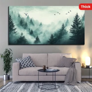 Marco de madera maciza de pino de 1,5 pulgadas de grosor, aceite sobre lienzo, decoración de pared con aceite de paisaje moderno, lienzo sobre decoración de pared