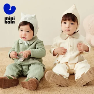Mini Bala Onesie al aire libre bebé agradable a la piel principios de primavera solapa cálida moda lindo traje infantil