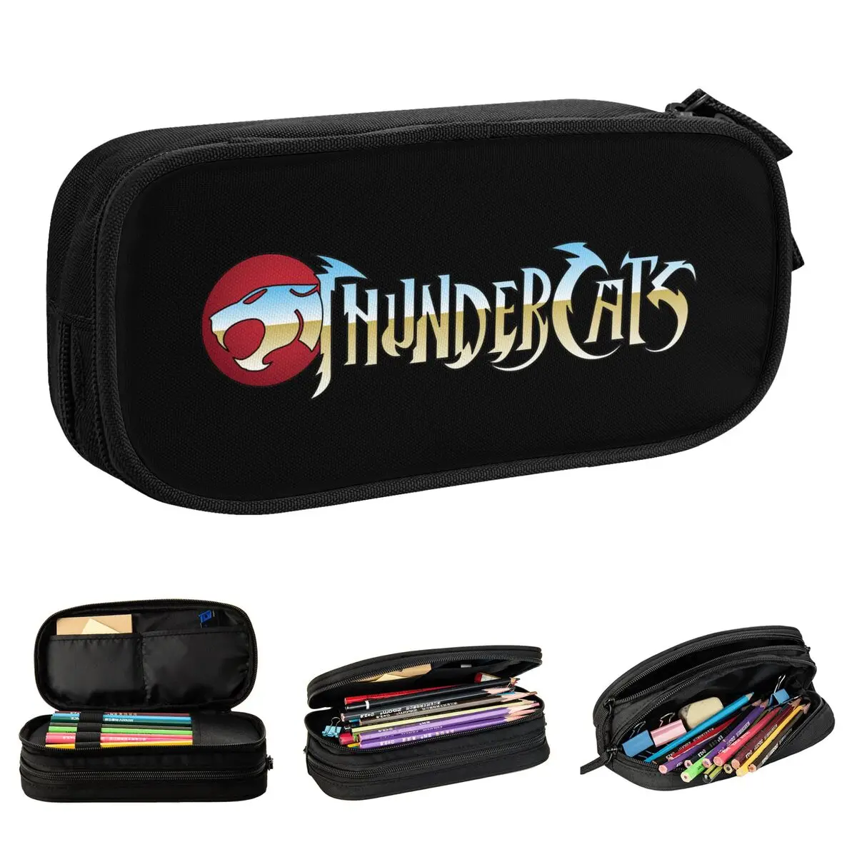 Estuche para lápices con logotipo de Thundercats, estuche para lápices de dibujos animados de Anime, bolígrafo para estudiantes, bolsa de gran capacidad, suministros escolares, accesorios de regalo