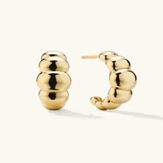 Pendientes de tuerca gruesos en forma de C para mujer, aretes circulares de acero inoxidable chapados en oro de 18 quilates, joyería resistente al agua