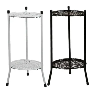 Soporte para plantas de Metal elegante de dos capas, soporte para plantas en maceta, soportes para macetas altos y modernos para decoración interior y exterior