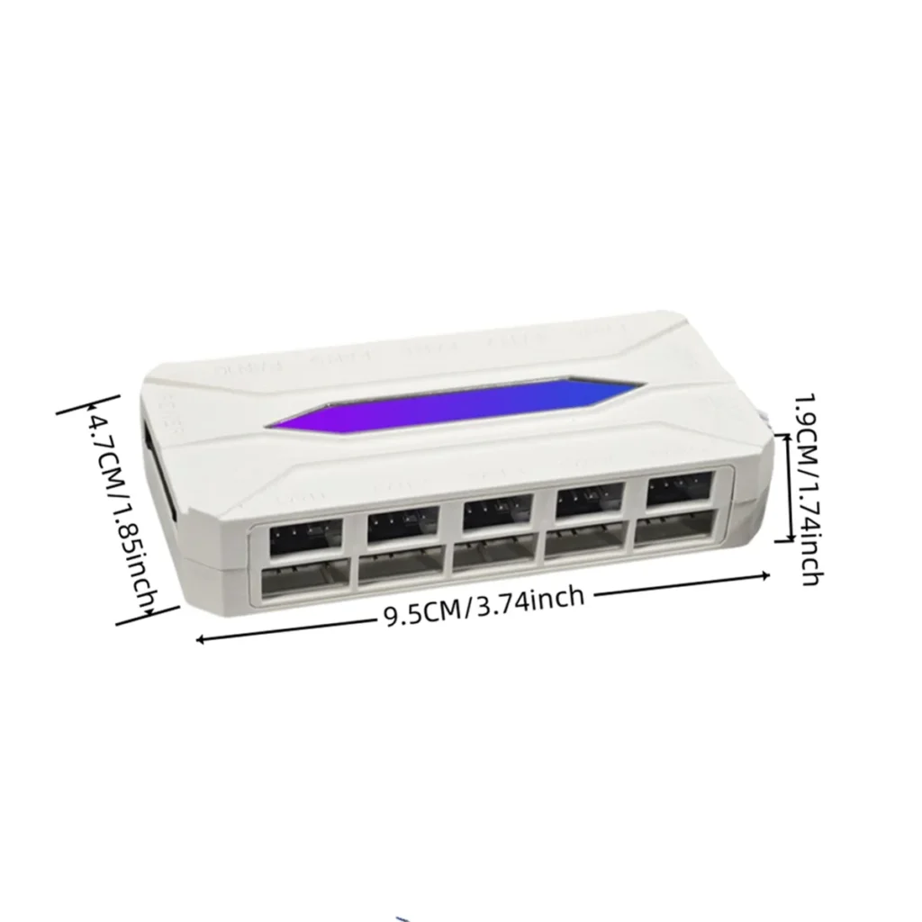 ATYP Chasis Fan Hub 10 Puertos ARGB 3PIN+PWM 4PIN Puertos Equipados con Control Remoto-Control Iluminación Negro