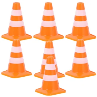 Mini conos de tráfico para señal de carretera, modelos de señales de tráfico de simulación para juguetes de educación temprana, accesorios escénicos, 7 Uds.