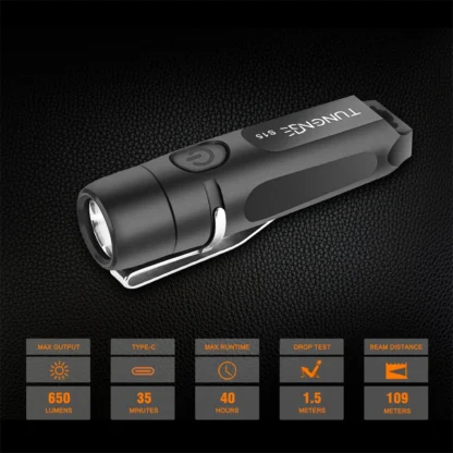 TUNENGE Mini llavero LED portátil linterna USB recargable luz de bolsillo impermeable de emergencia al aire libre Camping pesca iluminación