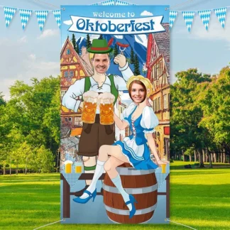 Oktoberfest Festival de la cerveza bávara decoración de fiesta de cumpleaños cartel de puerta telón de fondo cara divertida en agujero juego Shoot Prop