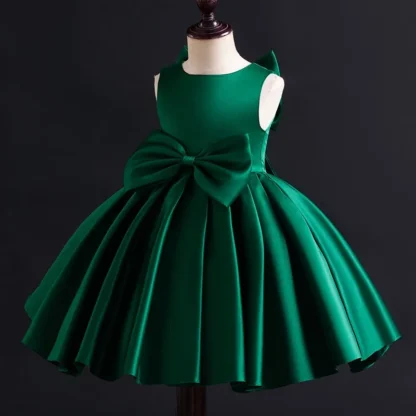 Vestidos elegantes de corte en A con lazo verde para niña, Vestidos rosas para fiesta de cumpleaños de 2, 3, 4, 5, 6, 7, 8, 9, 10 años, ropa para niños OGF 244418