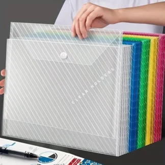 Bolsa de plástico transparente para guardar archivos, bolsa impermeable de gran capacidad para guardar papeles de prueba, suministros de oficina y negocios, 10 piezas