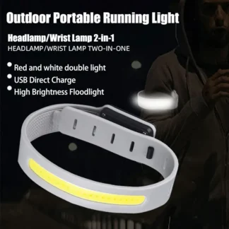 Linterna frontal COB portátil para correr de noche al aire libre, lámpara de muñeca recargable para deportes, luz de tira de silicona elástica de advertencia de seguridad intermitente