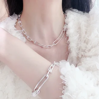 Collar de plata de ley 925 con forma de U para mujer, joyería de lujo con forma de herradura mecánica, joyería creativa, regalo de fiesta