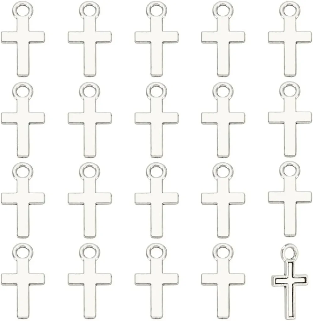Mini dijes de cruz, colgantes de cruz, crucifijo, dijes de eslabones, colgantes de pendientes de Metal para collar, pulsera, kit de fabricación