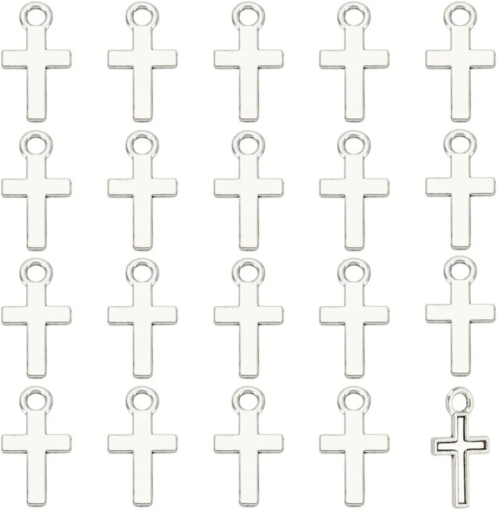 Mini dijes de cruz, colgantes de cruz, crucifijo, dijes de eslabones, colgantes de pendientes de Metal para collar, pulsera, kit de fabricación