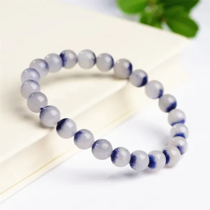 Pulsera de Cuarzo rutilado de dumortierita azul Natural, 7mm, 8mm, 9mm, cuentas transparentes para hombres y mujeres, piedra rara de Brasil AAAA