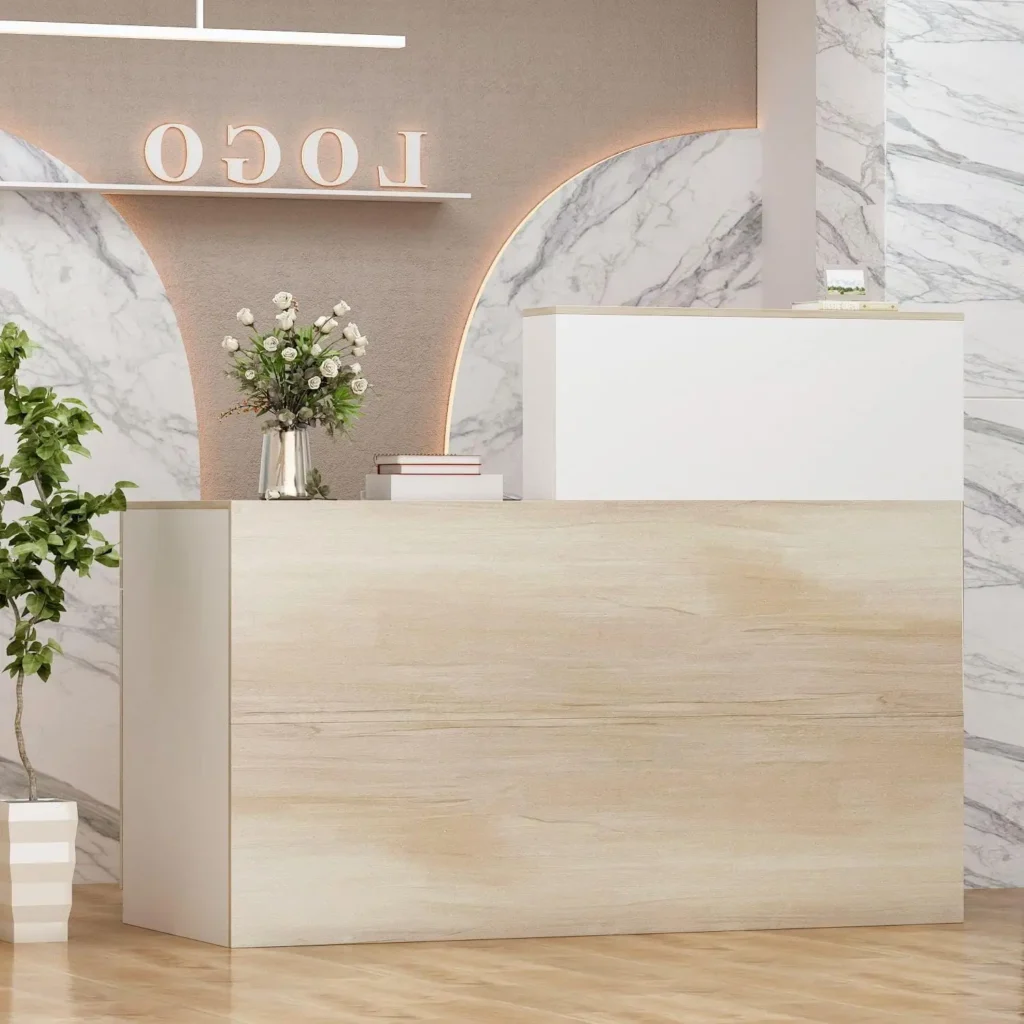 Mostrador de recepción al por menor con cajón y estantes bloqueables, mostrador frontal, mesa de mostrador de recepción para salón, vestíbulo, tienda Wh
