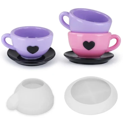 Nuevo DIY corazón taza de té yeso molde de silicona 3D amor café cemento decoración escritorio herramientas epoxi creativo resina taza posavasos M P3A3