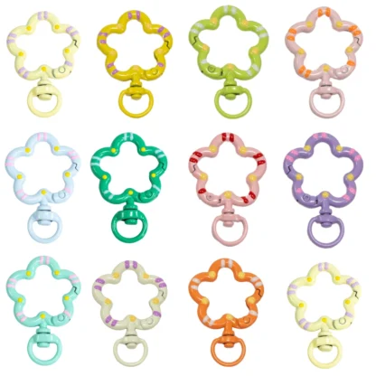 5 uds. De cierres de garra de langosta de Metal con forma de flor, cordones giratorios, ganchos a presión, conector de correa para bolso, llaveros, anillos, fabricación de joyas