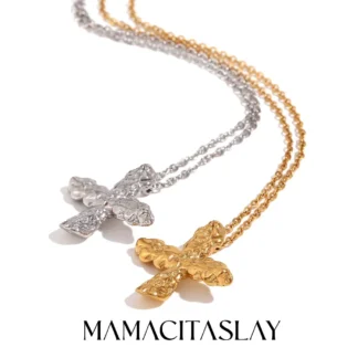 MamacitaSlay-collar con colgante de cruz de acero inoxidable para mujer, joyería impermeable para fiesta, cadena para clavícula, regalo, nuevo diseño 2025