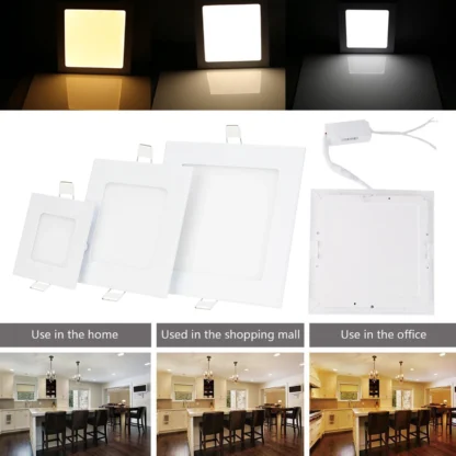 Luz de techo LED cuadrada ultradelgada, Panel empotrado blanco, lámpara de foco, 110V-240V, para interior, dormitorio, cocina, 6W - 21W